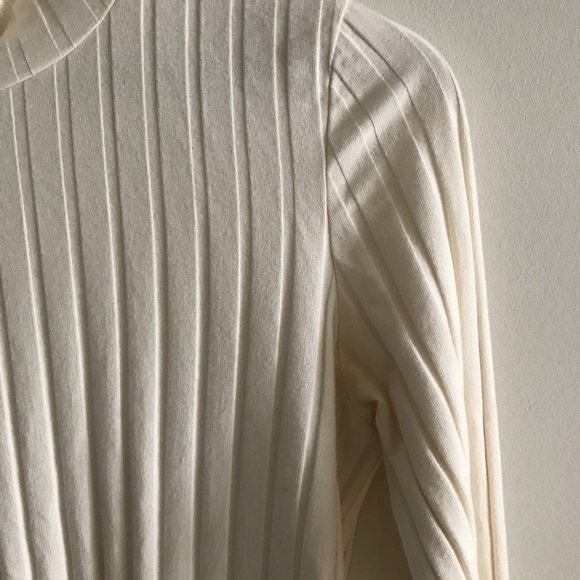 Madewell Ivory Ribbed Lettuce Neck Long Sleeve Top - Picture 7 of 8